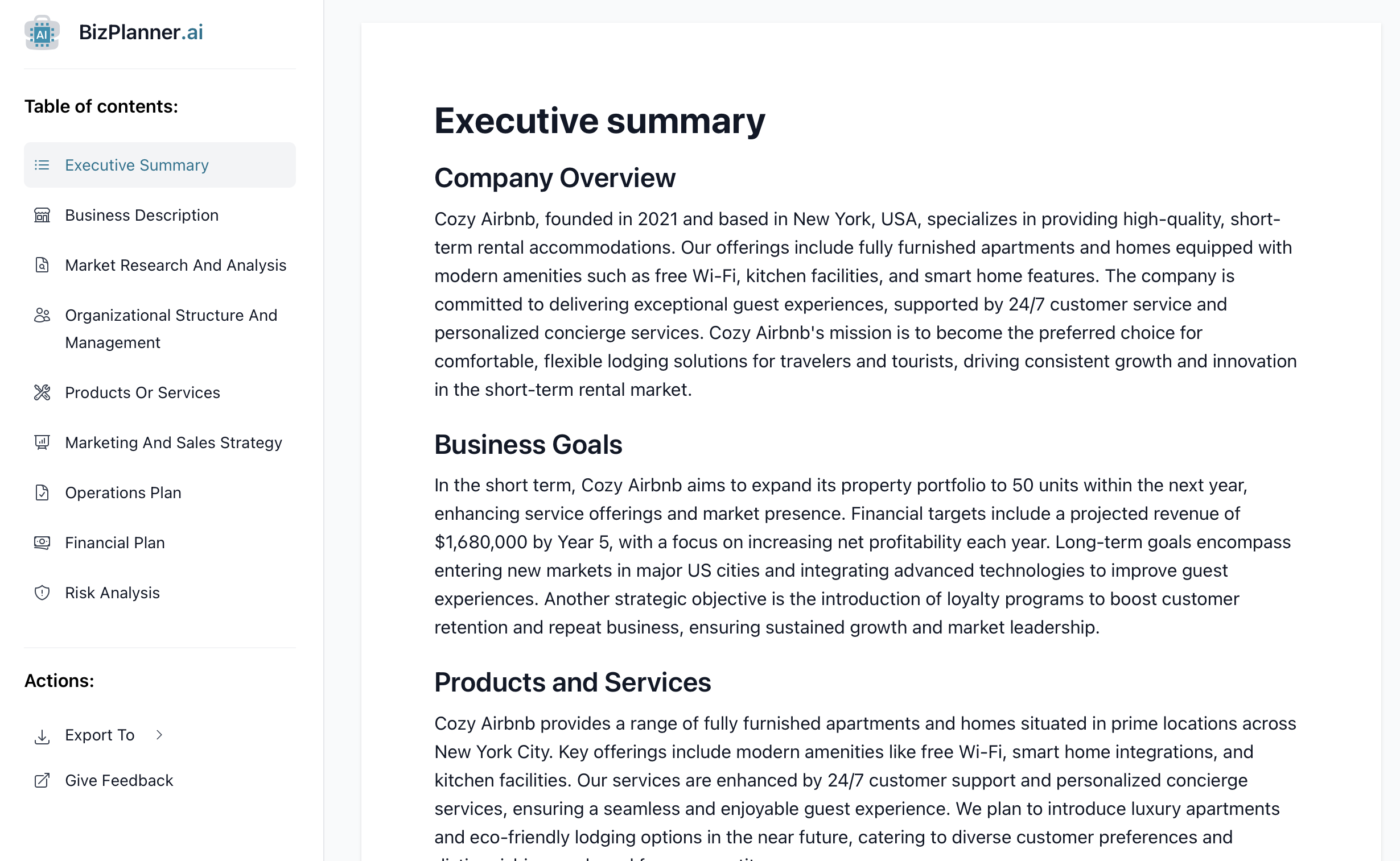 Plano de negócios para Airbnb: resultado