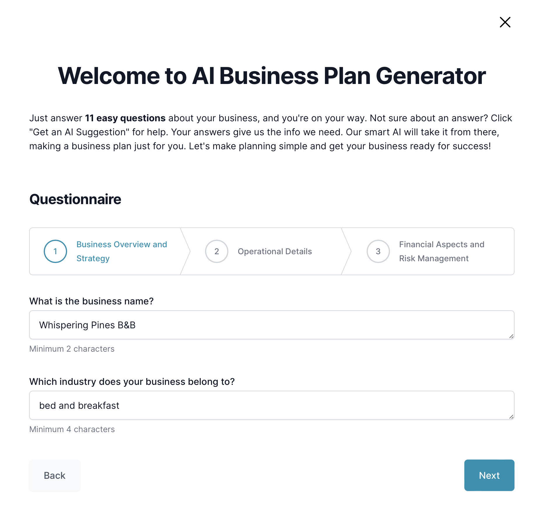 Plan de negocios para bed and breakfast: cuestionario