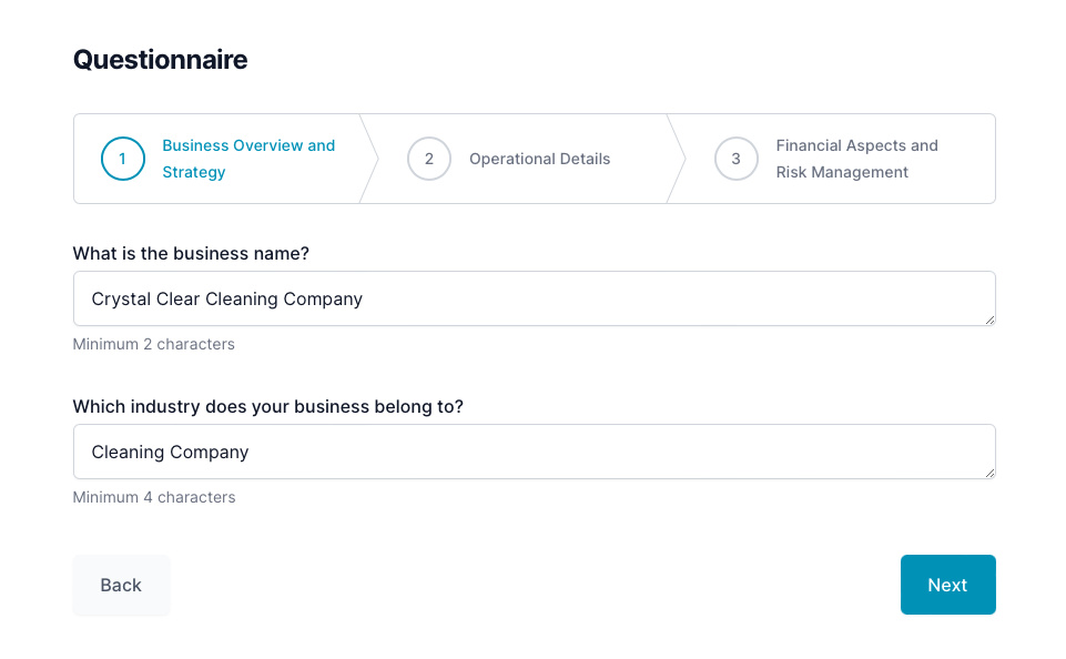 Plan d'affaires pour entreprise de nettoyage : questionnaire