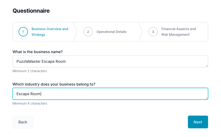 Escape Room Businessplan: Fragebogen